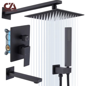 Modern Black Wall-mounted Three-function Shower Head Set